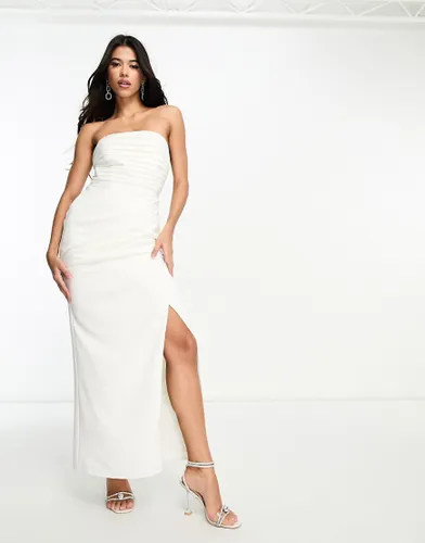 Little Mistress Bridal bandeau maxi dress in ivory-White
