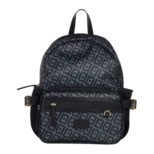Liu Jo , Allover Logo Backpack ,Black female, Sizes: ONE SIZE