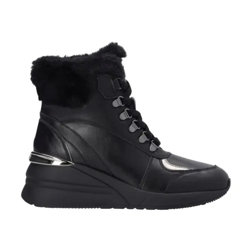 Liu Jo , Alyssa 05 Mid Sneaker - Leather Lace-up Boots ,Black female, Sizes: