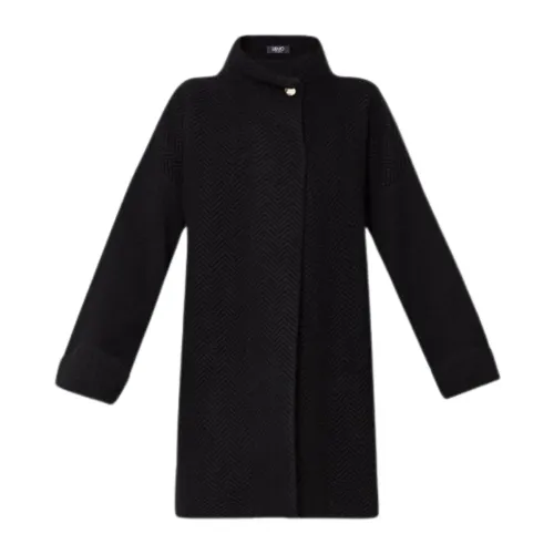 Liu Jo , Black Chevron Knit Coat ,Black female, Sizes:
