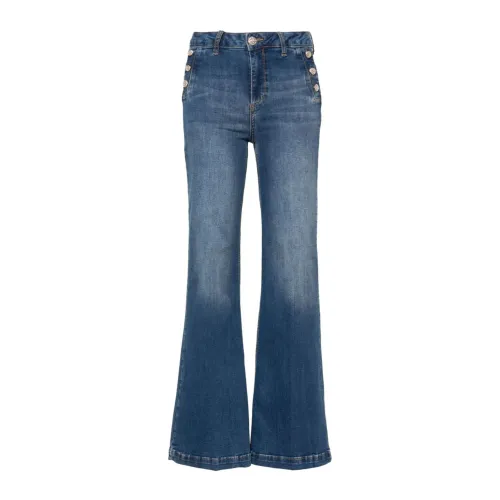 Liu Jo , Blue Denim Jeans with Appliqué Logo ,Blue female, Sizes: