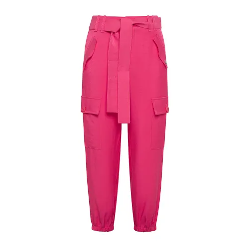 Liu Jo , Cargo Pocket Fuchsia Trousers ,Pink female, Sizes: