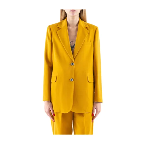 Liu Jo , Classic Single Button Blazer ,Yellow female, Sizes: