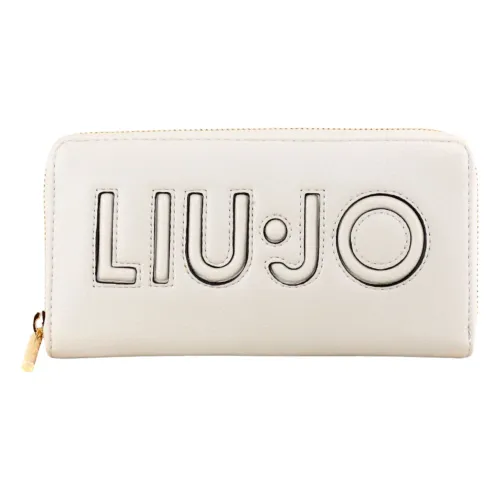 Liu Jo , Cream Zip Around Maxi Logo Wallet ,Beige female, Sizes: ONE SIZE