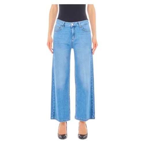 Liu Jo , Cropped Parfait Arriccio Jeans ,Blue female, Sizes: