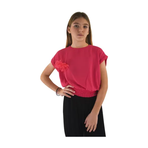 Liu Jo , Cropped Top with Floral Detail ,Pink female, Sizes: