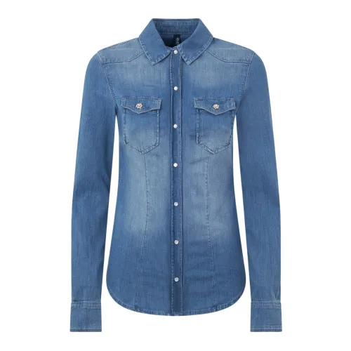 Liu Jo , Denim Blue Long Sleeve Shirt ,Blue female, Sizes: