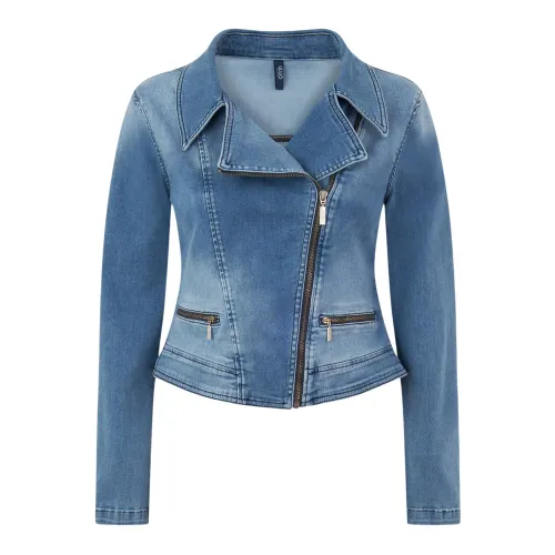 Liu Jo , Denim Jacket with Zipper Closure ,Blue female, Sizes: