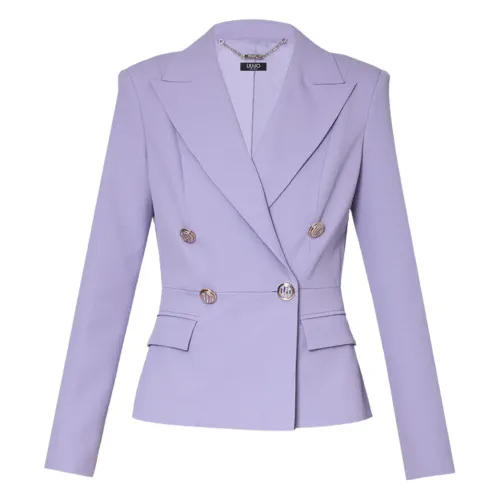 Liu Jo , Double Breasted Logo Button Jackets ,Purple female, Sizes: