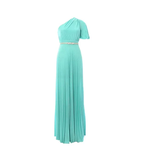 Liu Jo , Elegant Plissé Dress with Lurex® Details ,Blue female, Sizes: