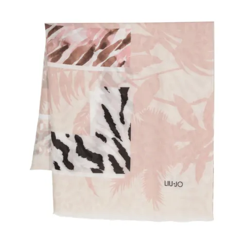 Liu Jo , Floral Leopard Print Pink Scarf ,Multicolor female, Sizes: ONE