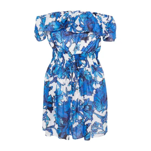 Liu Jo , Floral Print Off-Shoulder Dress Blue ,Multicolor female, Sizes: