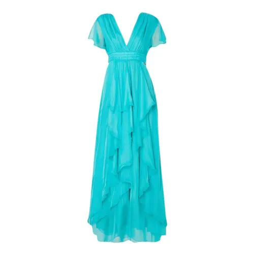 Liu Jo , Flounce V-neck Dress ,Blue female, Sizes: