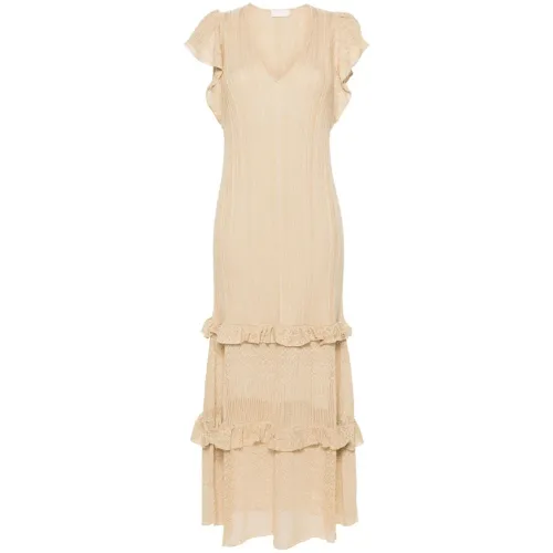 Liu Jo , Golden White Dresses ,Beige female, Sizes: