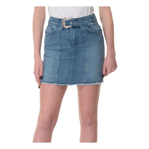 Liu Jo , High-Waisted Texas Denim Mini Skirt ,Blue female, Sizes: