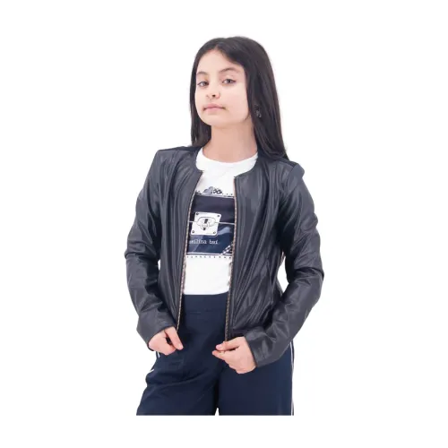 Liu Jo , Lightweight Leather Zip Jacket ,Blue female, Sizes: