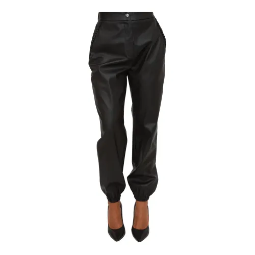 Liu Jo , Long Black Coated Pants ,Black female, Sizes: