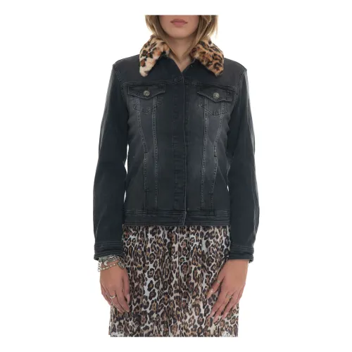 Liu Jo , Luxury Denim Harrington Jacket ,Gray female, Sizes:
