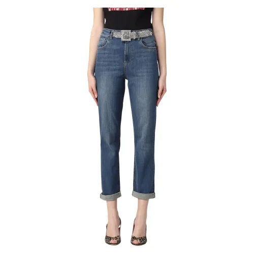 Liu Jo , Modern Fit High Waist Cropped Jeans ,Blue female, Sizes: