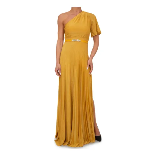 Liu Jo , One-Shoulder Gold Dress ,Yellow female, Sizes: