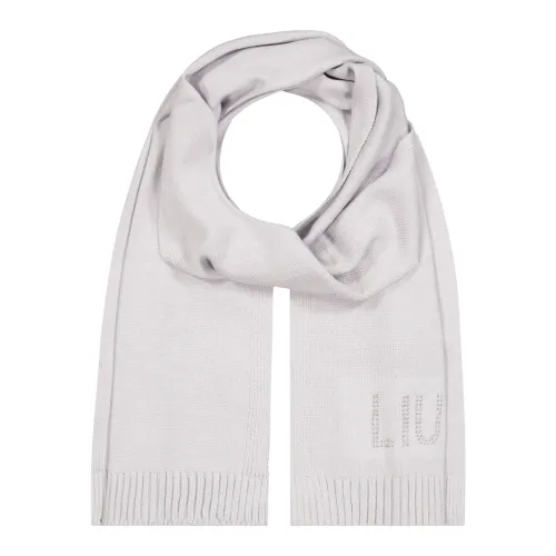 Liu Jo , Pearl Grey Knitted Scarf with Stud Logo ,Gray female, Sizes: ONE
