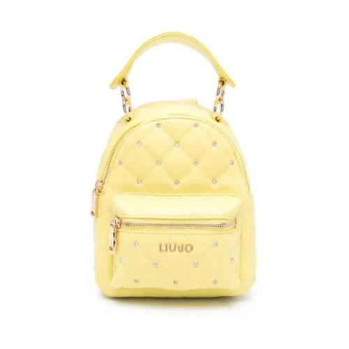Liu Jo , Quilted Yellow Backpack with Crystal Embellishments ,Yellow female, Sizes: ONE SIZE
