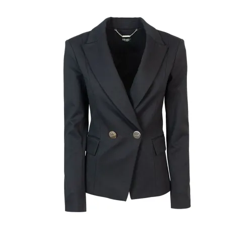 Liu Jo , Red Milano Jersey Blazer with Golden Buttons ,Black female, Sizes: