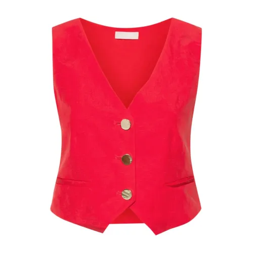 Liu Jo , Red V-Neck Jacket ,Red female, Sizes: