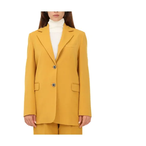 Liu Jo , Stretchable Viscose Blend Blazers ,Yellow female, Sizes: