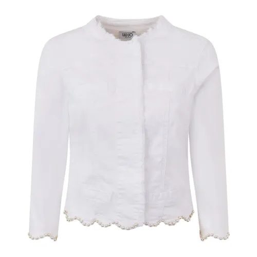 Liu Jo , White Denim Jacket with Pearl Embroidery ,White female, Sizes: