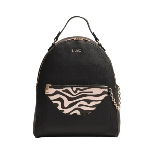 Liu Jo , WoEco-Leather Backpack with Logo ,Black female, Sizes: ONE SIZE