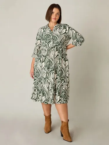 Live Unlimited Curve Abstract Shirt Dress, Green - Green - Female