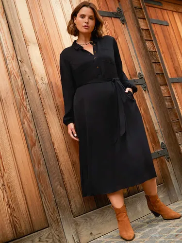 Live Unlimited Curve Black Midi Shirt Dress - Black - Female