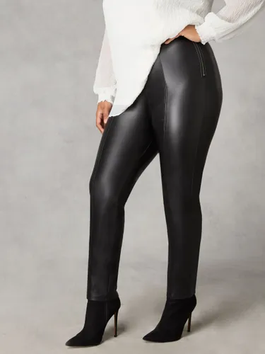 Live Unlimited Curve Faux Leather Straight Leg Trousers, Black - Black - Female