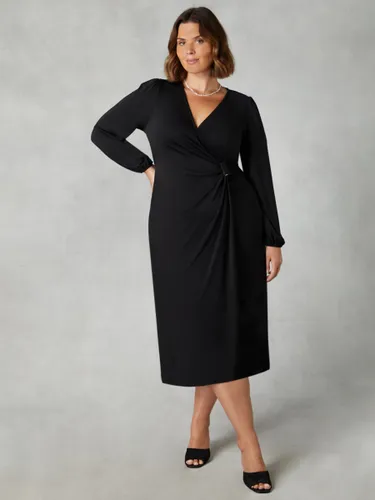 Live Unlimited Curve Jersey Midi Wrap Dress, Black - Black - Female