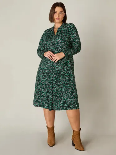 Live Unlimited Curve Jersey Spot Print Relaxed Shirt Dress, Green/Multi - Green/Multi - Female