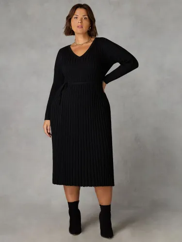 Live Unlimited Curve Knitted Rib Dress, Black - Black - Female