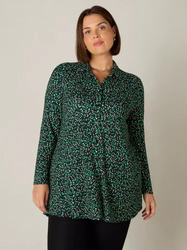 Live Unlimited Curve Long Sleeve Spot Print Jersey Shirt, Green/Multi - Green/Multi - Female