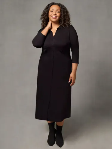 Live Unlimited Curve Midi Shirt Dress, Black - Black - Female