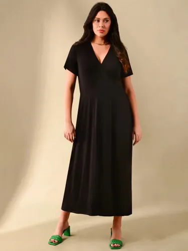 Live Unlimited Curve Plain Jersey Wrap Dress, Black - Black - Female