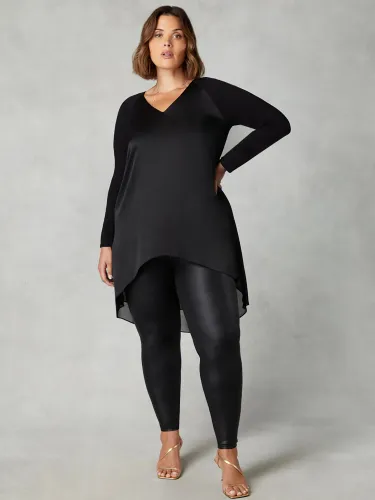 Live Unlimited Curve Satin Front High Low Tunic, Black - Black - Female