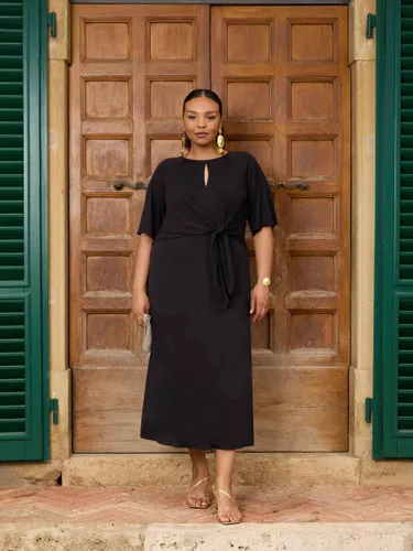 Live Unlimited Curve SideTie Jersey Midi Dress, Black - Black - Female
