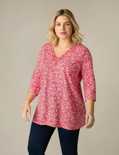 Live Unlimited London Womens Pure Cotton Floral Tunic - 16 - Red Mix, Red Mix