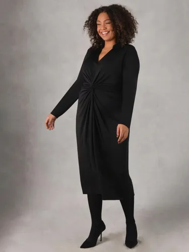 Live Unlimited Twist Front Midi Jersey Dress, Black - Black - Female