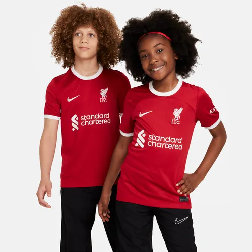 Liverpool F.C. 2023/24 Stadium Home Older Kids' Nike Dri-FIT Football Shirt - Red - Polyester