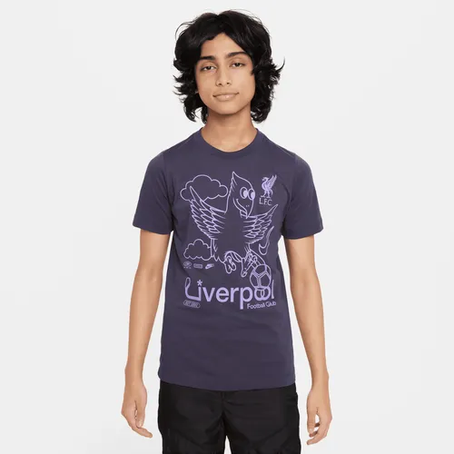 Liverpool F.C. Air Older Kids' Nike Football T-Shirt - Grey - Cotton