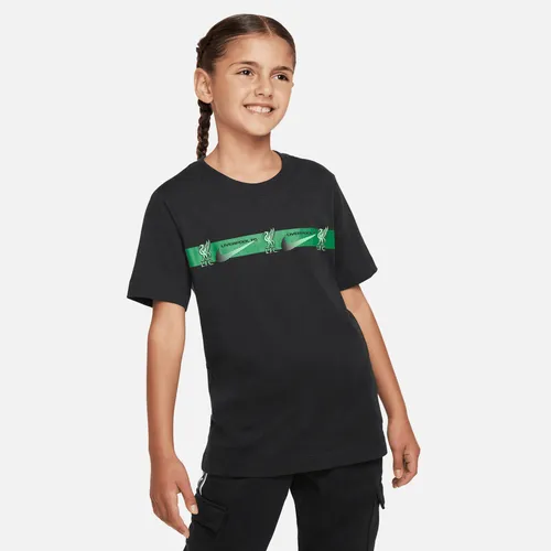 Liverpool F.C. Older Kids' Nike Football T-Shirt - Black - Cotton