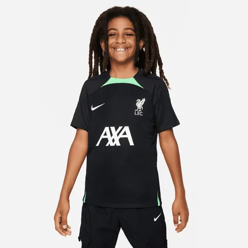 Liverpool F.C. Strike Older Kids' Nike Dri-FIT Knit Football Top - Black - Polyester