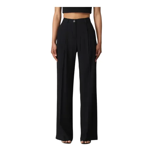 Liviana Conti , Black Drap Trousers with Fold Detail ,Black female, Sizes: