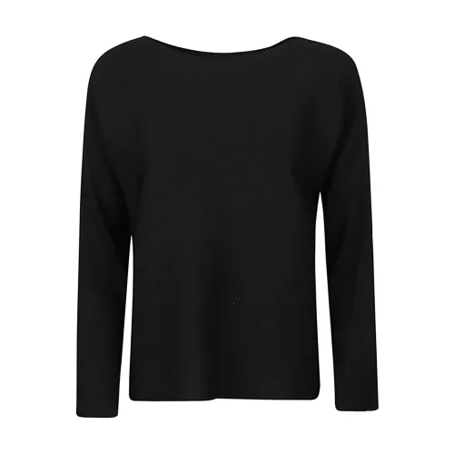 Liviana Conti , Black Ribbed Viscose Sweater ,Black female, Sizes: